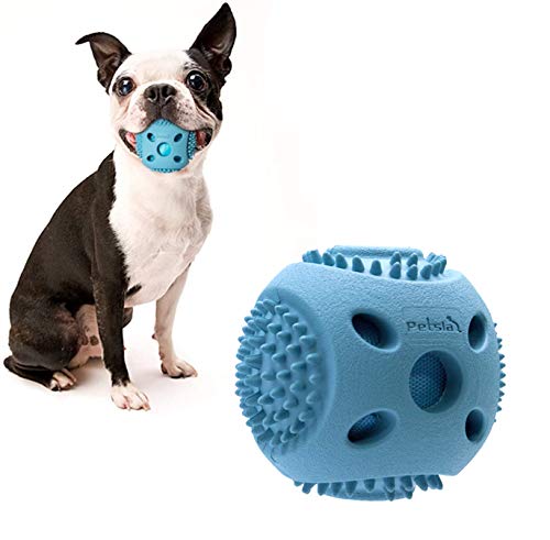 PETSLA Durable Squeaky Dog Balls for Small Dogs and Puppies - Rubber Balls for Moderate Chewers Play Fetch and Promotes Dental Health Blue