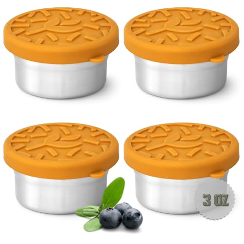 TAVVA 4 X 3oz Stainless Steel Food Storage Containers with Lids, Leakproof