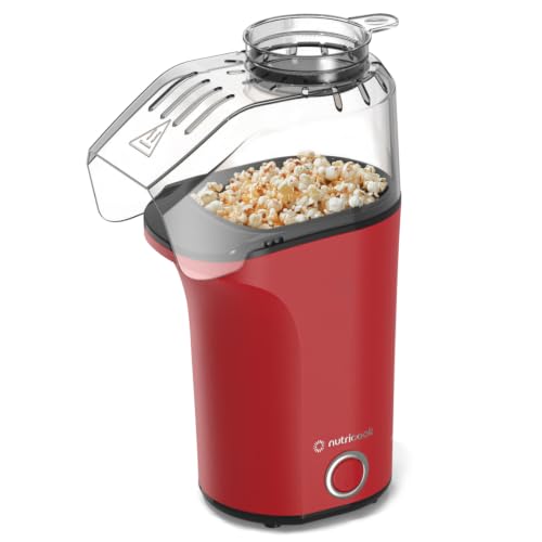 Nutricook Popcorn Maker | 16-Cup Oil-Free Hot Air Popper Measuring Cup & Butter Melter NC-PM150R (Red)