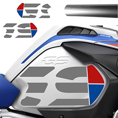 2 adhesivos para laterales de depósito compatible con/de repuesto BMW Motorrad R 1200 1250 GS Adventure LC Rally (grafito, rojo y azul)