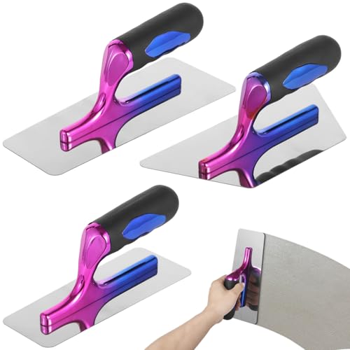 Set di 3 cazzuole per cartongesso in acciaio inox con manico ergonomico per finitura in gesso veneziano e dettagli artistici