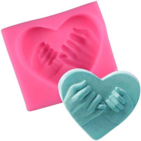 WOPODI Silicone Soap Molds, Heart Hand in Hand Valentine's Day Love Gift Mold, Agreement Promise Eternal Lover Heart Shaped Mold for Making Lotion Bars Bath Bombs Candle DIY Handmade Soap Cake Decor