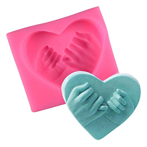 Wopodi Silicone Soap Molds, Heart Hand In Hand Valentine's Day Love Gift Mold, Agreement Promise Eternal Lover Heart Shaped Mold For Making Lotion Bars Bath Bombs Candle Diy Handmade Soap Cake Decor #TOP1
