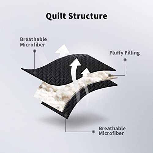 Maple&Stone Summer Quilt Set Queen Size, Lightweight Black Bedspread Ultrasonic Chevron Pattern Light Coverlet For All Season Comforter Bedding Decor - 3 Piece Full Bed Cover Sets #TOP4