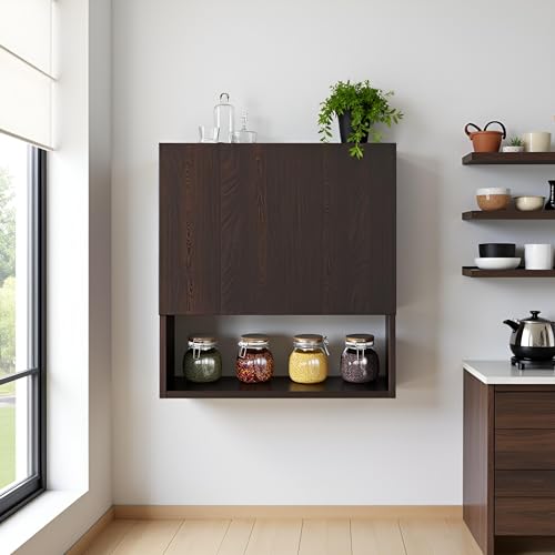 Image of FURNEASER Brian Kitchen Rack Shelf Multipurpose Wooden Wall Mounted Spice Jar Rack Shelves for Kitchen Storage Kitchen Shelf Organizer Kitchen item Containers Hanging Shelves (NRD-W)