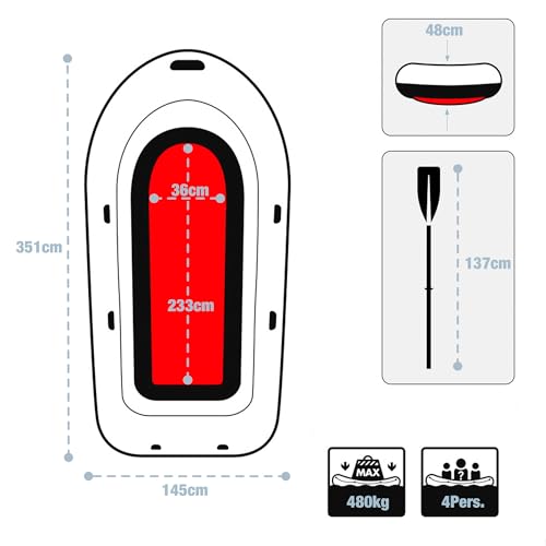 Bateau gonflable Intex Seahawk lot de 4 embarcations 351x145 cm - 4