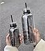 WARMSIMPLE Glass Water Bottles With Double Lid,26OZ Clear Water Bottle With Time Marker, Circle Water Bottle For Milk,Juice, Coffee(750ml,Grey)