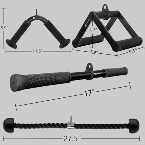 Cable Machine Attachment Set LAT Pulldown Attachments Weight Machine Accessories for Home Gym ,Straight Pull Down Equipment, V-Shaped Bar, Tricep Rope, Double D Row Handle by QPARVERS - Image 6