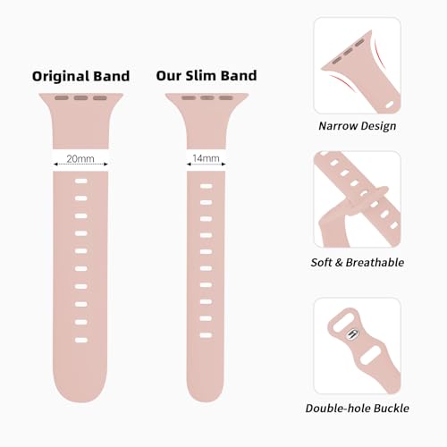 Image of Thin Silicone Band Compatible with Apple Watch 41mm 38mm 40mm 46mm 45mm 42mm 44mm, Slim Narrow Replacement Sport Strap Wristband for iWatch Series 11 10 9 8 7 6 5 4 SE Ultra 3 2 1 Women Men