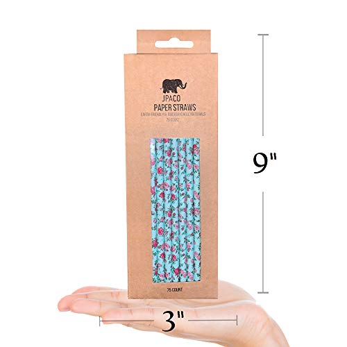75 pitillos biodegradables de papel con diseño vintage floral miniatura 5