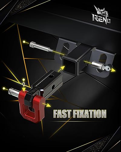 Image of RENO Shackle Hitch Receiver, 2 inch Receiver Towing Mount with 3 /4 inch D-Ring Shackle Combo kit - Heavy Duty 45,000 lbs Compatible with Trucks Off Road SUV 4x4 Vehicle Towing Recovery (Aluminum, Red)