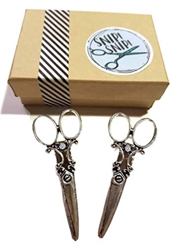 Hair Stylist Scissor Charm Jewelry Hair Clip Silver with Rhinestone Set of 2 Apron Accessories Cosmetology Graduation Beautician Christmas Gift SC
