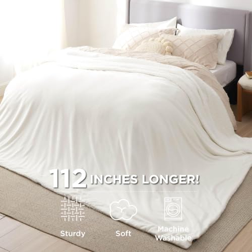 Image of Bedsure GentleSoft Sherpa Fleece Cal King Blankets for Bed, Non-Heated, Thick and Warm Oversized Throw for Women and Men, Soft Fuzzy Plush Large Blanket for Winter, White, 112x98 Inches