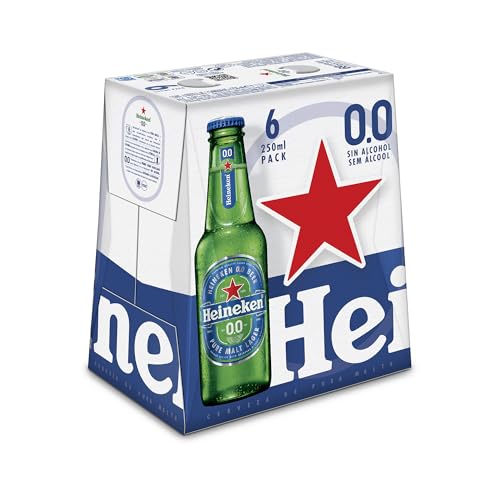 Heineken 00 Cerveza Lager Sin Alcohol Pack Botella, 6 x 25cl