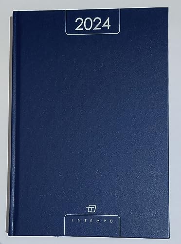 Agenda Intempo Alfa 2024 Giornaliera Blu Scuro Formato A5 15X21 Cm + Penna Omaggio