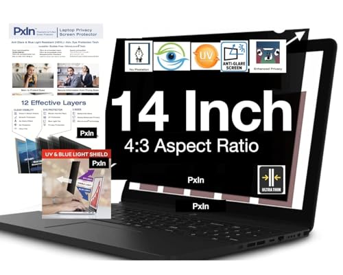 Image of Pxin 14 Inch Laptop Privacy Screen with AntiBlue & AntiGlare | No Eye Strain, No Dry Eyes | Anti Blue Light | Anti Glare