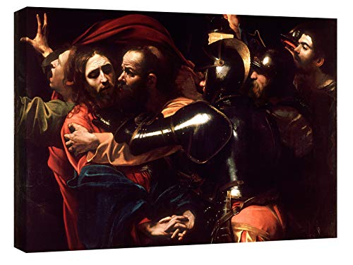 canvashop Quadri Moderni Soggiorno, Caravaggio Cattura di Cristo 50x35 Cm, Quadro Camera da Letto, Stampe da Parete Su Tela Canvas, Arte, Famosi