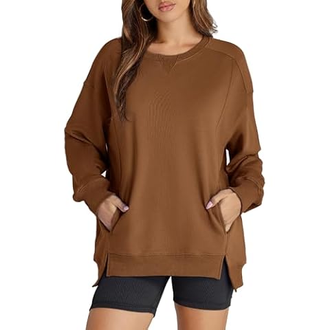 Women's Sweatshirt Casual Crew Neck Sweatshirts Loose Fit Long Sleeve Pullover Tops Cover