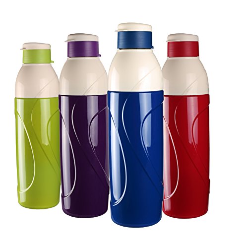 Image of Cello Plastic Puro Classic Insulated Water Bottle (900ml, Assorted) - Set of 4