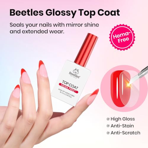 Image of Beetles Base and Top Coat Gel Polish Set 3pcs 10ml Matte Finish | Three piece gel set includes matte and glossy top coats for versatile nail looks.