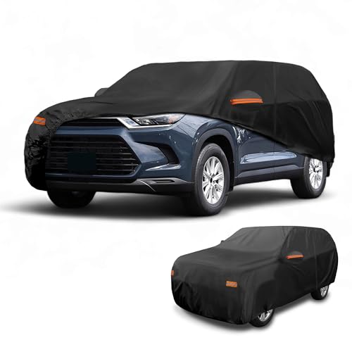 Partuto Car Cover Waterproof All Weather Sun Rain Protection Full Exterior Cover for Toyota Grand Highlander 190T-PU Black with Left Side Zippers by Partuto - Used condition - US$32.96