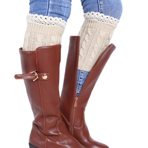 Women's Crochet Knitted Leg Warmer Lace Top Winter Warm Boot Cuffs Topper Socks Short Leg Warmers