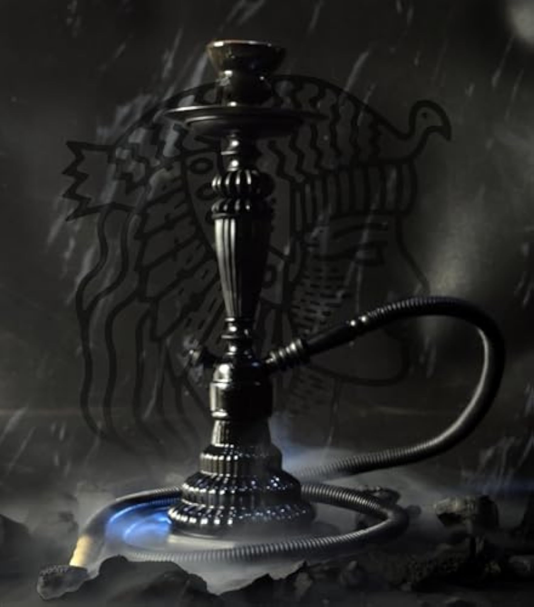 Matte Black Series Hookah with Ceramic Chillum