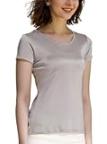 MOROUTLINE Womens Mulberry Silk T Shirts Basic Crewneck Short Sleeve Tee Tops Blouse Summer Casual Solid Tshirts Silver-Grey Large