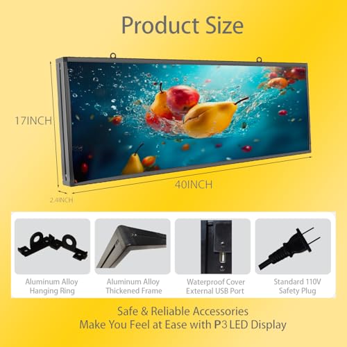 Image of P3 Outdoor Led Signs Support Images & Video, WIFI & USB Control, High Resolution & Adjustable Brightness，IP65 Waterproof Outdoor Programmable Scrolling LED Sign