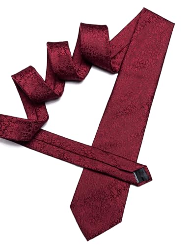 Image of Barry.Wang Floral Ties for Men Flower Necktie with Tie Clip Formal