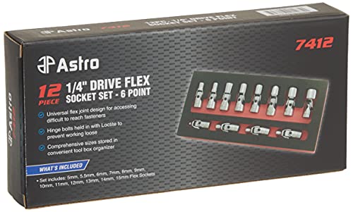 Astro Pneumatic Tool 7412 12-Piece 1/4" Drive Flex Socket Set - 6 Point - Metric #TOP2