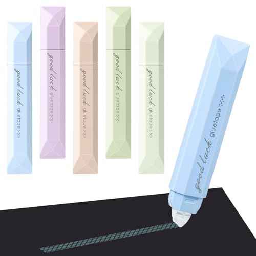Temiary 5-Pack Multicolor Double Sided Tape Roller Pen Scrapbooking Adhesive Glue Tape Pens Runner Multipurpose for Scrapbook Craft Gift Wrapping Photo Mounting School Office Supplies