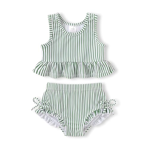 Image of HAPPYMA Baby Swimsuit Toddler Girl Bathing Suit Summer Stripe Bikini Set Beach Two Piece Swim Wear