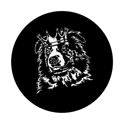 Funny Australian Shepherd with crown herder dog mom PopSockets Swappable PopGrip, Black - Image 3