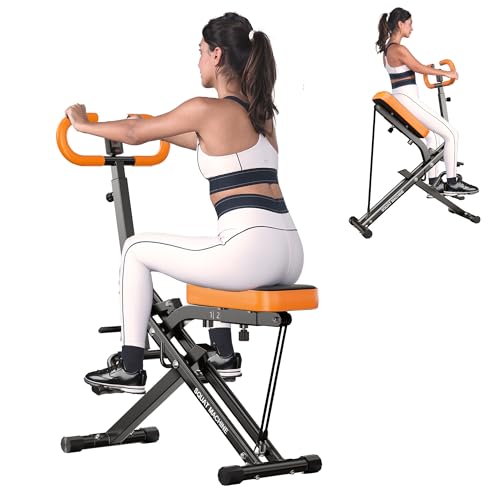 Image of SogesHome Squat Machines Rowing Machine for Home, Foldable & Full Body Exercise Workout Equipment with Adjustable Resistance Bands for Women, Row and Ride Squat Machine for Glutes and Abs, 330 LBS