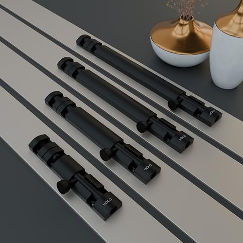 Image of Volo Premium 4 inch Xylo Tower Bolt /Door Latch /kundi /chitakni /Chitkini (Stainless Steel Rod) (Black Matt Finish) (Size 100mm) (4 inch- 100mm, 2)