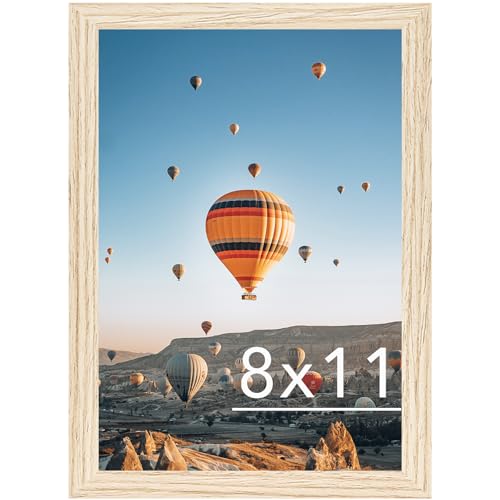Image of JCJMY 8x11 Picture Frame for Wall Hanging or Tabletop, Wall Mounting Horizontally or Vertically, 8 x 11 Wall Gallery Poster Photo Frame for 8 by 11 Photo, Natural