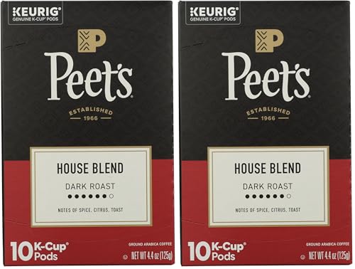 Peet's Coffee House K Cup Coffee Pods for Keurig Brewers, Dark Roast, 10 Pods, 4.4 oz (Pack of 2) - image 1