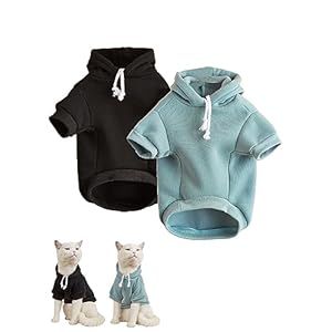 QWINEE 2Pcs Basic Dog Hoodie, Dog Warm Jacket, Cat Apparel, Dog Shirt, Dog Clothes for Puppy Kitten Small Medium Dogs Cats Multicolored S