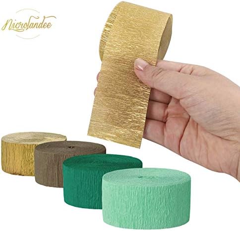 NICROLANDEE Dekoracje weselne - 8 rolek zielonego papieru krepowego, serpentyny, frędzle, serpentyny do rustykalnego stylu, na wieczór panieński, urodziny, botaniczne baby shower, dekoracje na imprezę