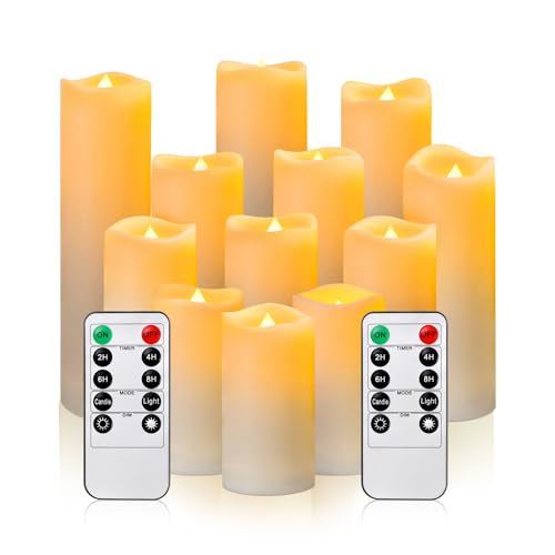 La mejor selección de Juegos de velas para comprar online. 42 AUTOWT LED Grandes Flameless Candles, 12 Unidades de Velas Eléctricas a Prueba Agua con Temporizador y Control Remoto 10 Teclas Decoración Fiesta Iluminación Efecto para...