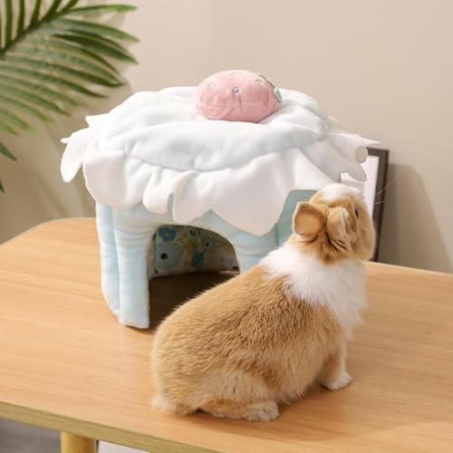 Cama cueva para hámster, casa suave y cálida de invierno para conejitos 25x25x20cm 5