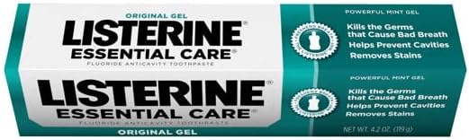 Listerine Essential Care Fluoride Toothpaste Gel-Mint, 4.2 Ounce (Pack of 2)