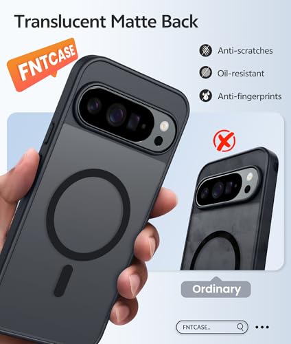 Image of FNTCASE for Google Pixel 10 Pro Case: for Pixel 10 Case [Fit for Magsafe] Translucent Matte Cases with [Screen Protector] Military Grade Shockproof Protective Magnetic Phone Cover (6.3inch - Black)