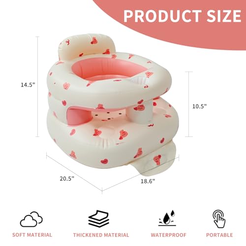 Image of Portable Inflatable Baby Seat with Safety Fence - Sit-Up Chair for Infants & Toddlers | Secure Baby Floor Seat for Sitting Practice | Lightweight Design with Built-in Air Pump