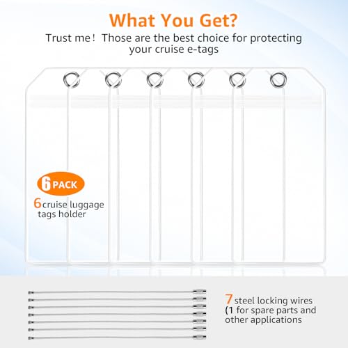 6 Pack Cruise Luggage Tag Holder for Carnival, NCL, Princess, MSC Cruise Ship Essentials Must Haves in 2025-2026, Clear Plastic Cruise Travel Essentials Tags Waterproof by GOSGOON1E