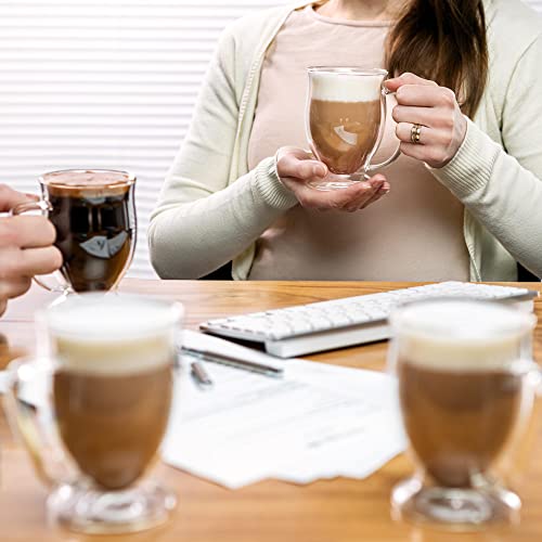 Double Wall Glass Coffee Mugs 11 Oz - Clear Set Of 4 - Dishwasher & Microwave Safe - Insulated & Double Walled Glass Coffee Mugs. Ideal As Tea Cups, For Latte, Cappuccino, Hot & Cold Beverages #TOP4