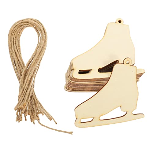 Milisten 20 Sets Wood Ice Skate Cutouts Christmas Wooden Slices Holiday Unpainted Wooden Ice Skate Shape Cutout for DIY Art Crafts Painting Party Home Decor, 8.5X8cm