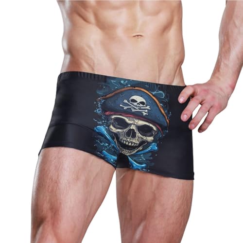 Skull Pirate Mens Swim Trunk Swimwear Bathing Suit Swim Brief Square Leg Board Short S S04074483