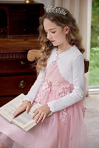 Arshiner Girls Open Front Bolero Shrug Kids Long Sleeve Cropped Elegant Cardigan Knit Sweater3